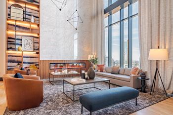 Community gathering lounge at 903 peachtree apartments in atlanta, ga 30309